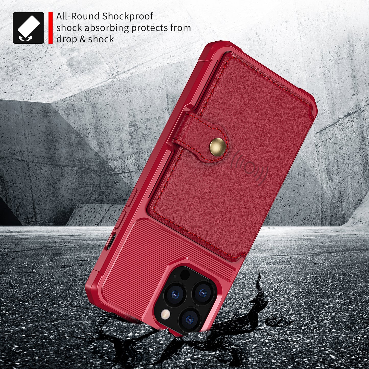 ZM03 TPU Phone Case + PU Leather Wallet with Magnetic Metal Sheet for iPhone 13 Pro Max 6.7 inch