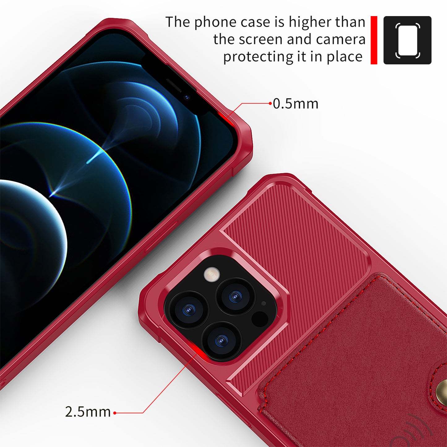 ZM03 TPU Phone Case + PU Leather Wallet with Magnetic Metal Sheet for iPhone 13 Pro Max 6.7 inch
