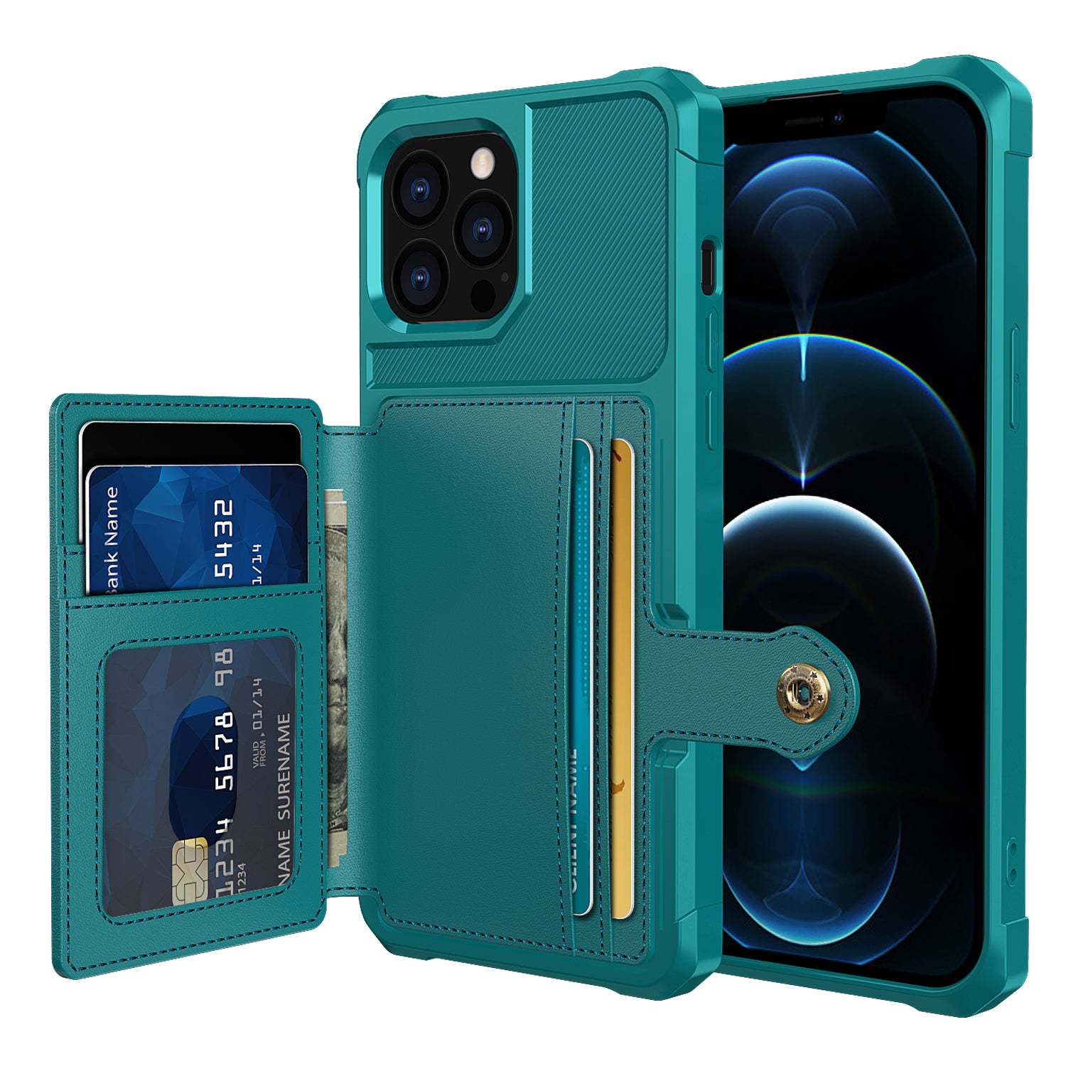 ZM03 TPU Phone Case + PU Leather Wallet with Magnetic Metal Sheet for iPhone 13 Pro Max 6.7 inch