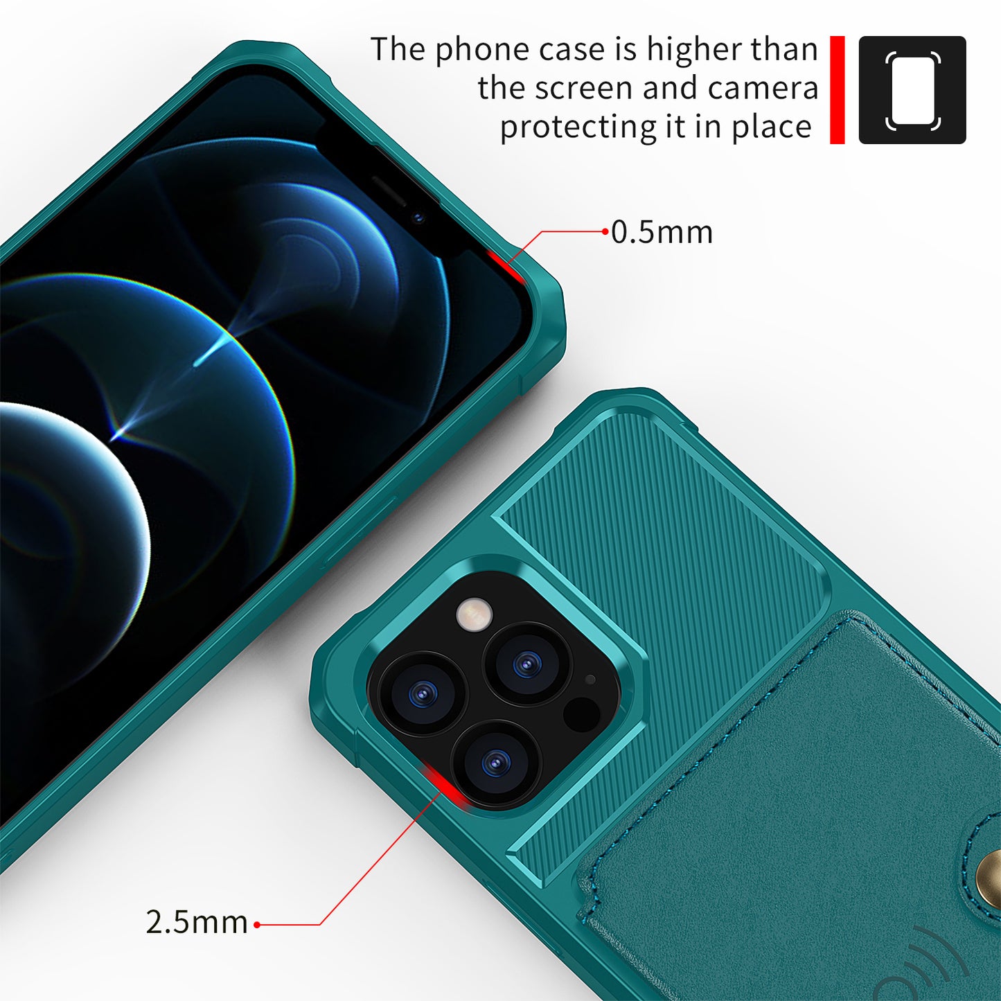 ZM03 TPU Phone Case + PU Leather Wallet with Magnetic Metal Sheet for iPhone 13 Pro Max 6.7 inch