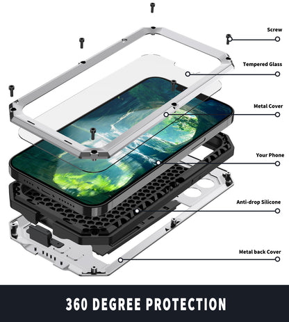 R-JUST Phone Protector Cover Kickstand Shell with Tempered Glass Screen Protector and Camera Slider for iPhone 13 Pro 6.1 inch