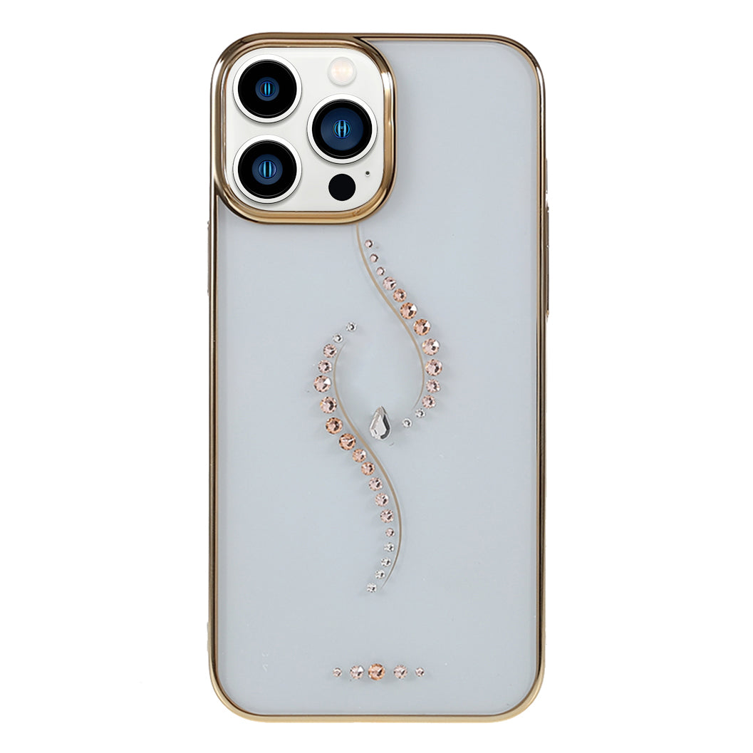 KINGXBAR Starry Series Clearly Rhinestone Decoration Phone Cover Electroplated Laser Carving Phone Case for iPhone 13 Pro Max 6.7 inch