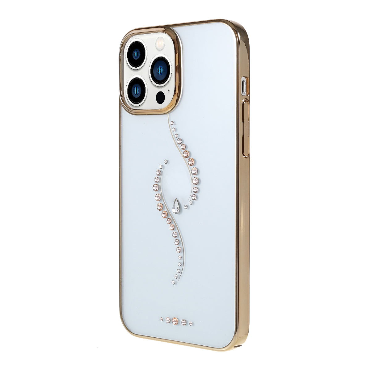 KINGXBAR Starry Series Clearly Rhinestone Decoration Phone Cover Electroplated Laser Carving Phone Case for iPhone 13 Pro Max 6.7 inch
