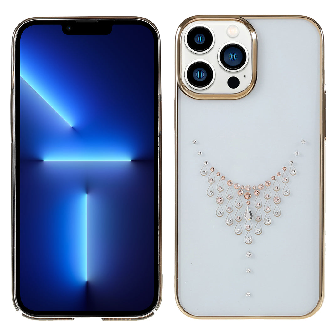 KINGXBAR Starry Series Clearly Rhinestone Decoration Phone Cover Electroplated Laser Carving Phone Case for iPhone 13 Pro Max 6.7 inch
