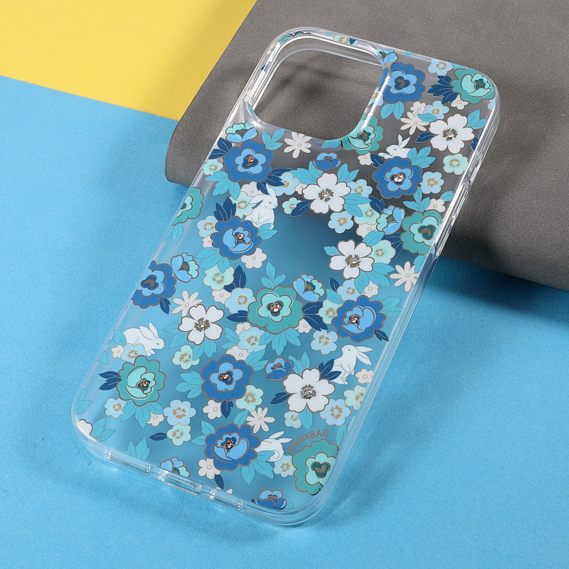 KINGXBAR Brilliant Series Rhinestone TPU + PC Combo IMD Pattern Phone Cover Electroplating Phone Cover Case for iPhone 13 Pro 6.1 inch