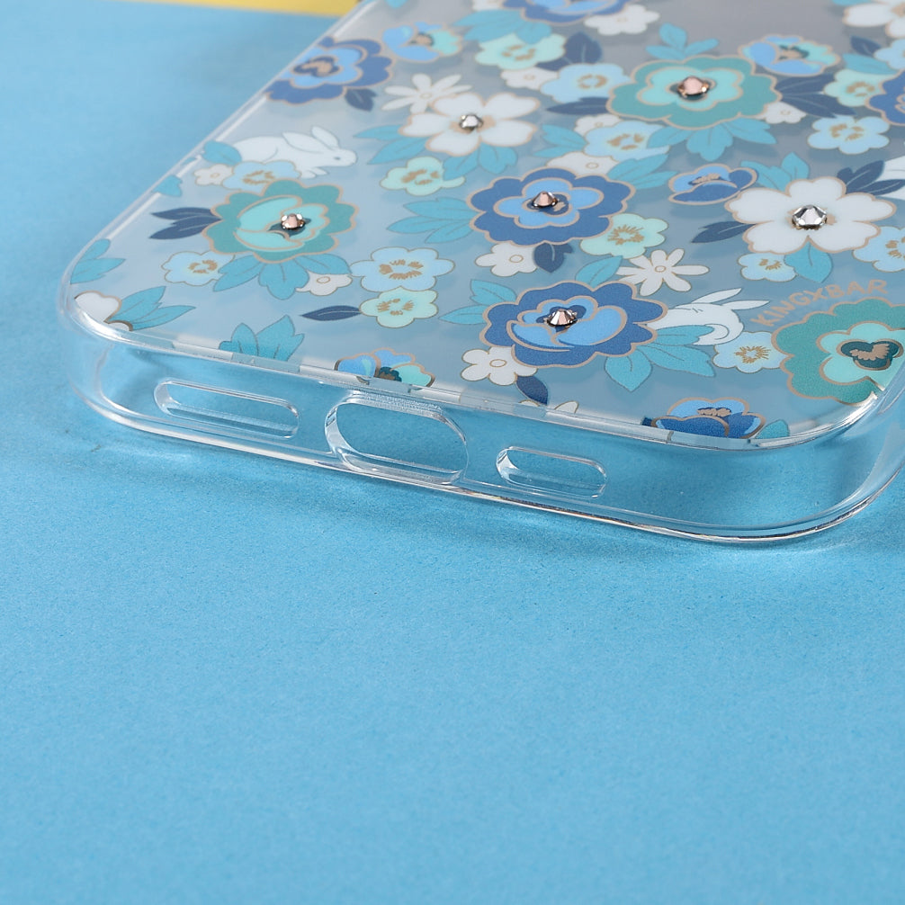 KINGXBAR Brilliant Series Rhinestone TPU + PC Combo IMD Pattern Phone Cover Electroplating Phone Cover Case for iPhone 13 Pro 6.1 inch