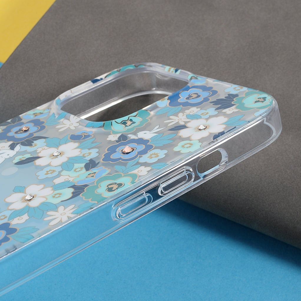 KINGXBAR Brilliant Series Rhinestone TPU + PC Combo IMD Pattern Phone Cover Electroplating Phone Cover Case for iPhone 13 Pro 6.1 inch
