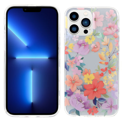 KINGXBAR Brilliant Series Rhinestone TPU + PC Combo IMD Pattern Phone Cover Electroplating Phone Cover Case for iPhone 13 Pro 6.1 inch
