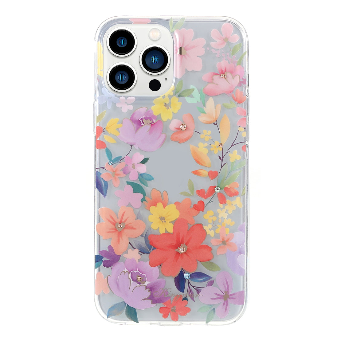KINGXBAR Brilliant Series Rhinestone TPU + PC Combo IMD Pattern Phone Cover Electroplating Phone Cover Case for iPhone 13 Pro 6.1 inch