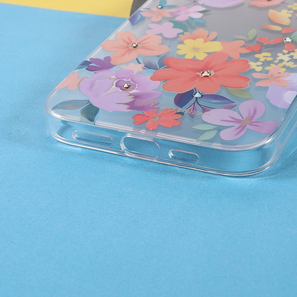 KINGXBAR Brilliant Series Rhinestone TPU + PC Combo IMD Pattern Phone Cover Electroplating Phone Cover Case for iPhone 13 Pro 6.1 inch