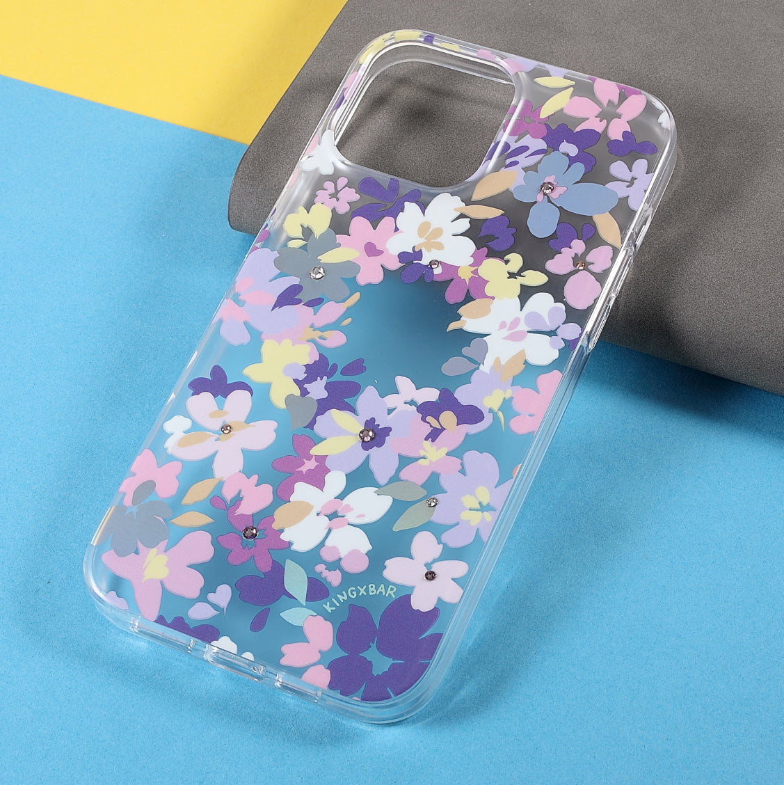 KINGXBAR Brilliant Series Anti-Shock IMD Pattern Rhinestone Phone Cover Electroplating Case for iPhone 13 Pro Max 6.7 inch