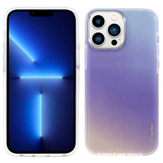 KINGXBAR Glitter Gradient TPE + PC + TPU Anti-Scratch Shockproof Back Case for iPhone 13 Pro Max 6.7 inch