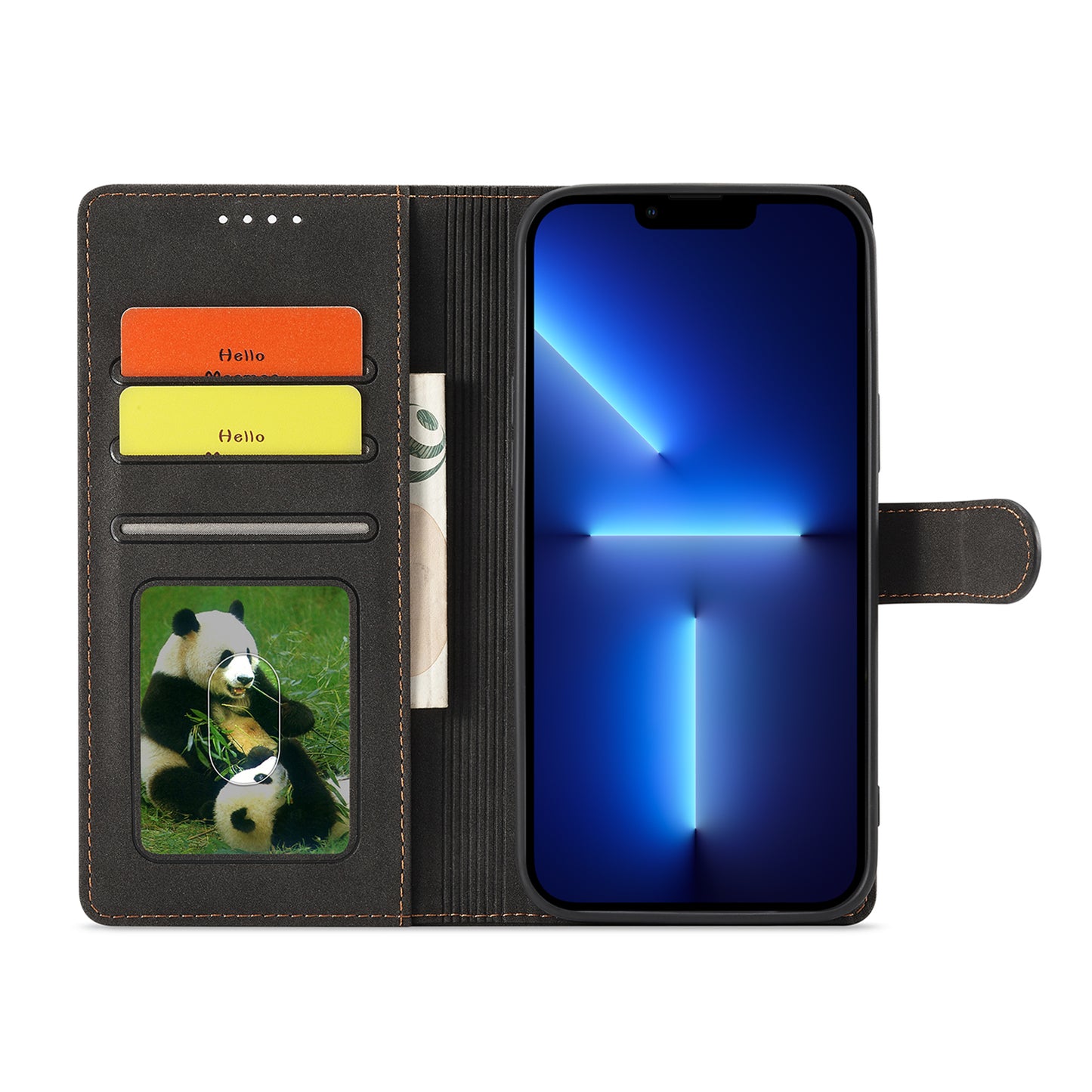 Anti-theft Swiping Design Matte Leather Case Wallet Stand Phone Protector Cover for iPhone 13 Pro Max 6.7 inch