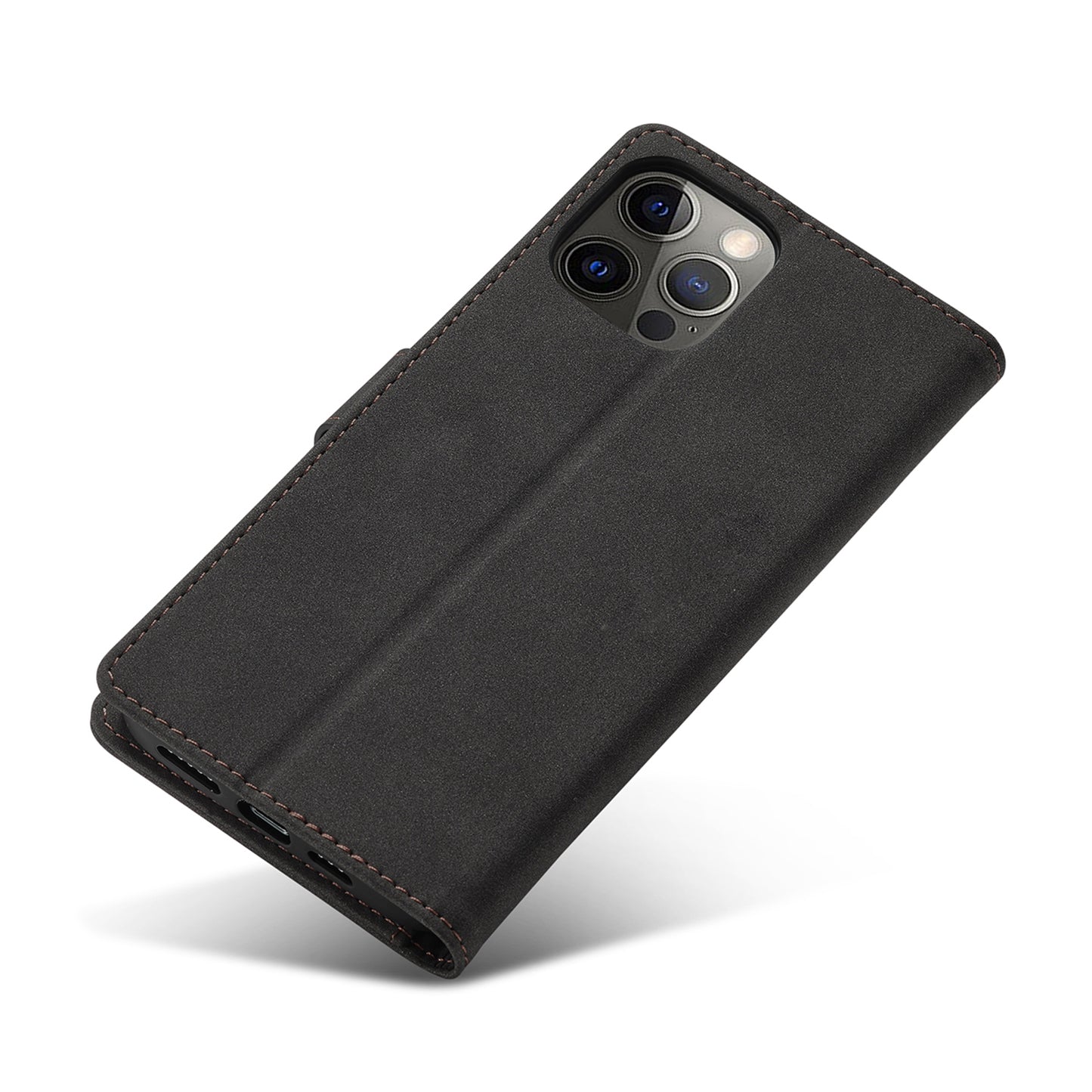 Anti-theft Swiping Design Matte Leather Case Wallet Stand Phone Protector Cover for iPhone 13 Pro Max 6.7 inch