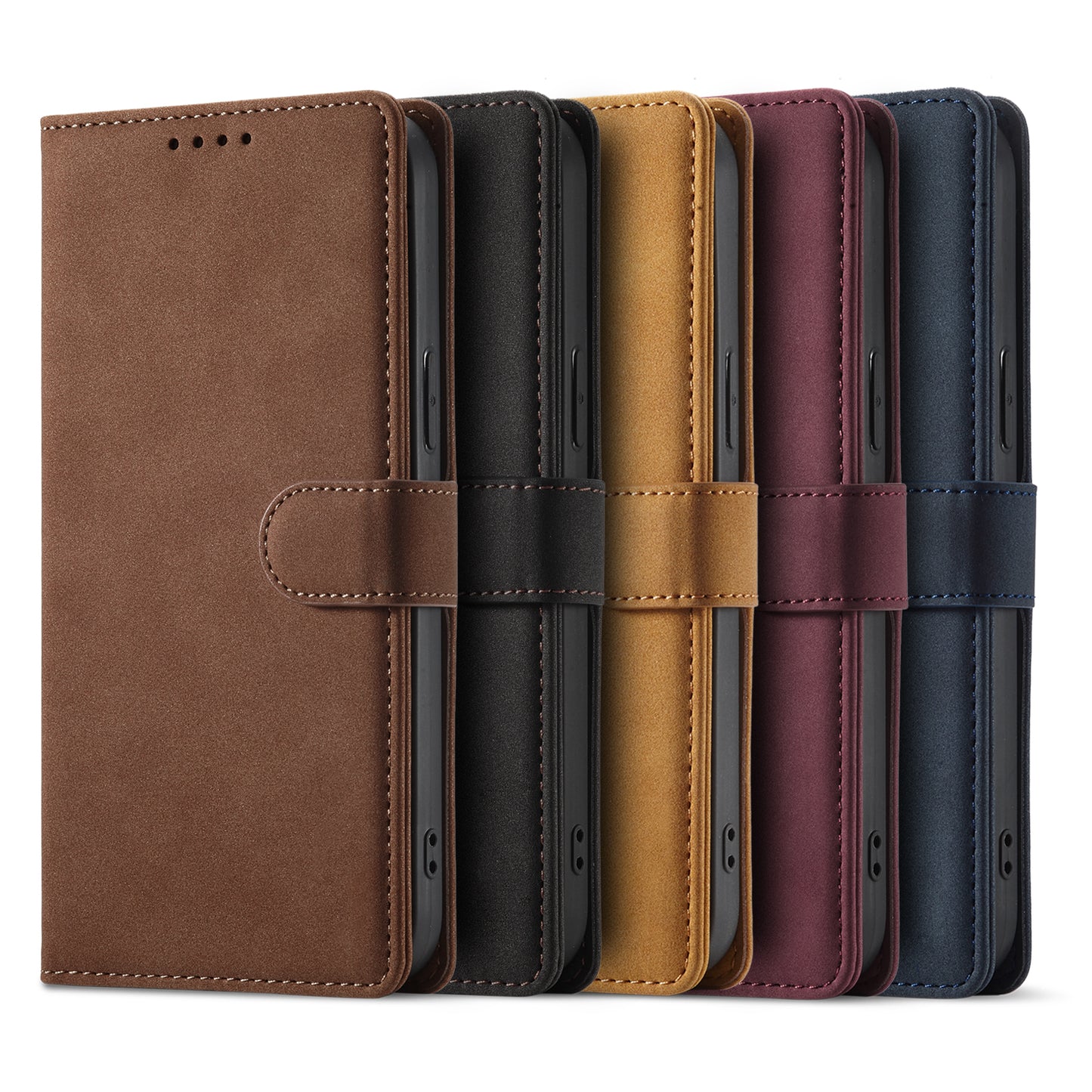 Anti-theft Swiping Design Matte Leather Case Wallet Stand Phone Protector Cover for iPhone 13 Pro Max 6.7 inch