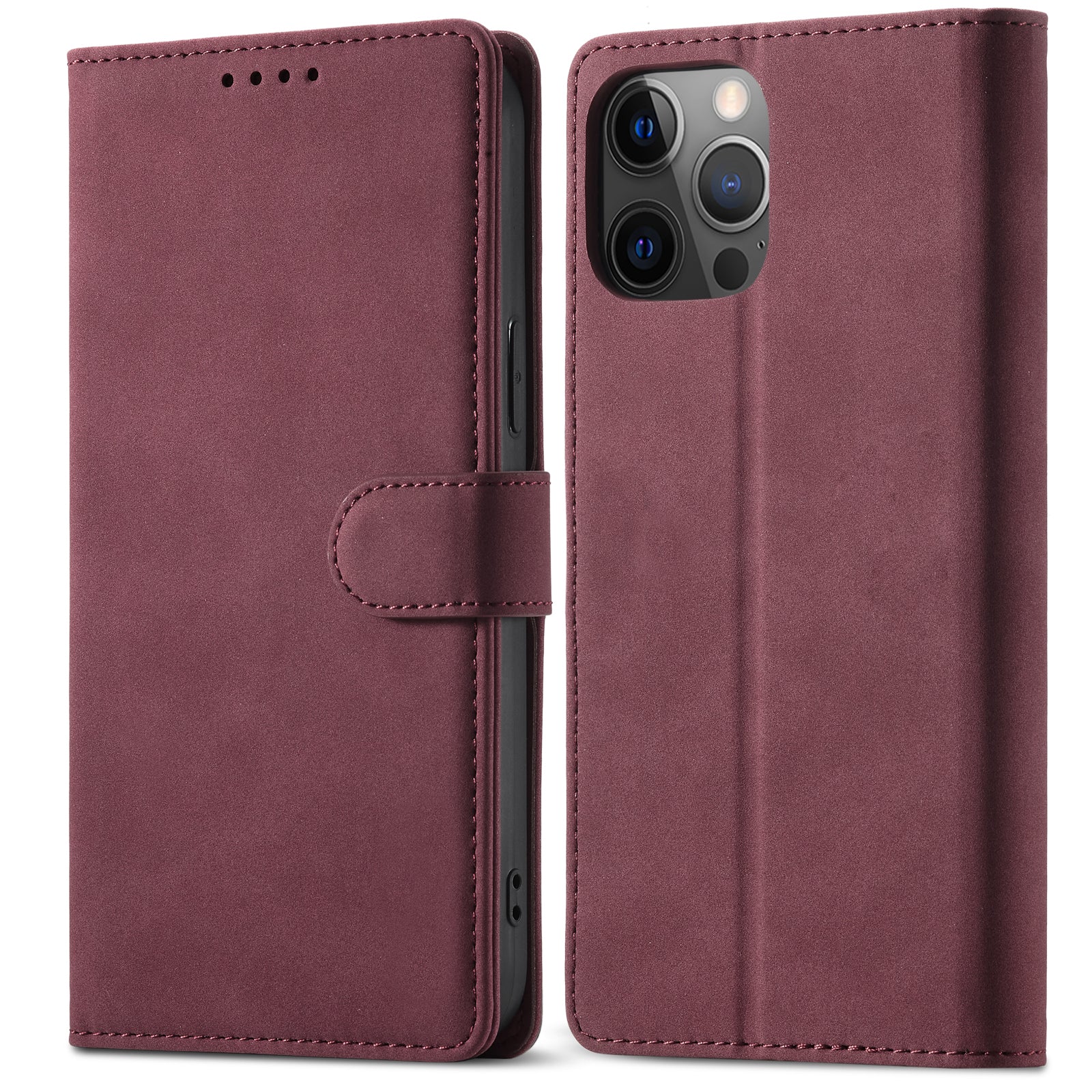 Anti-theft Swiping Design Matte Leather Case Wallet Stand Phone Protector Cover for iPhone 13 Pro Max 6.7 inch