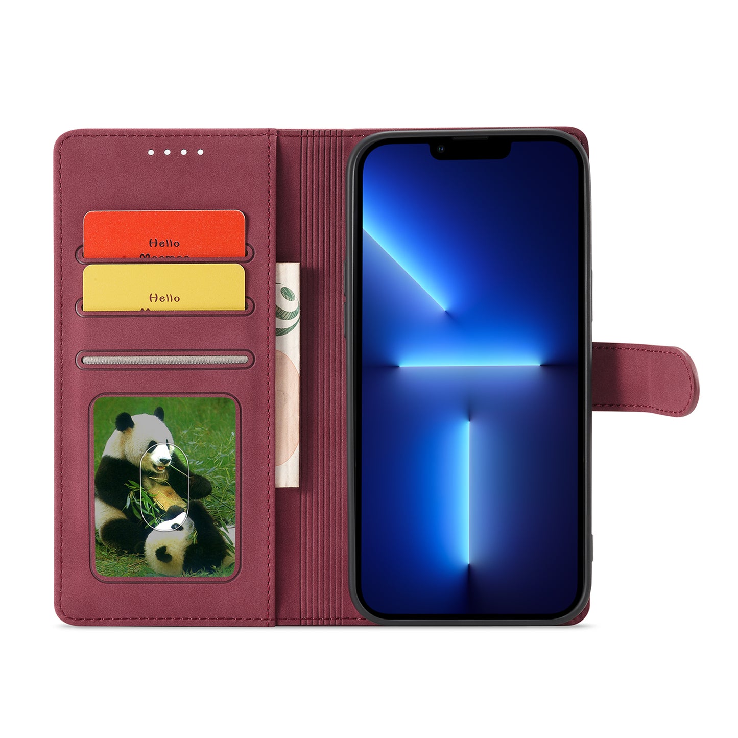Anti-theft Swiping Design Matte Leather Case Wallet Stand Phone Protector Cover for iPhone 13 Pro Max 6.7 inch