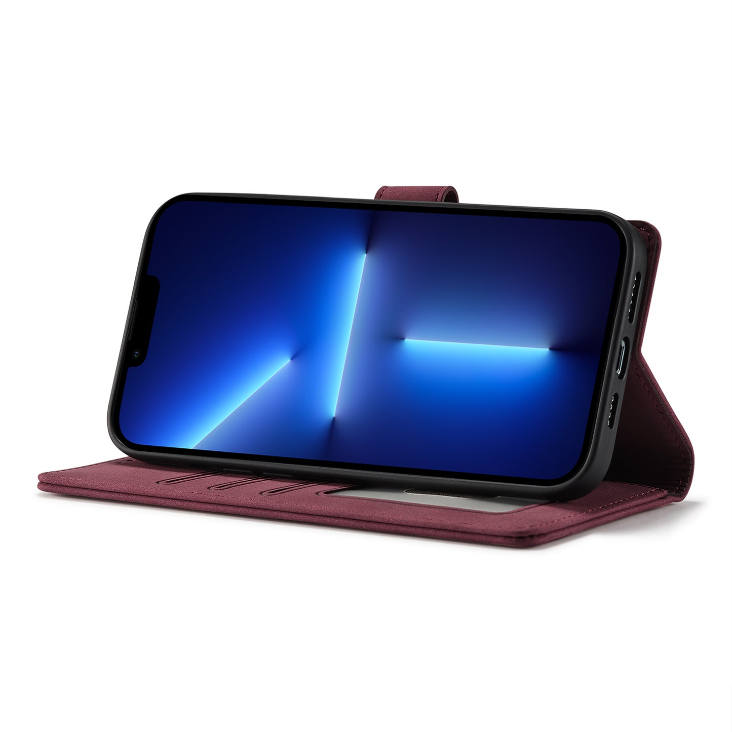 Anti-theft Swiping Design Matte Leather Case Wallet Stand Phone Protector Cover for iPhone 13 Pro Max 6.7 inch