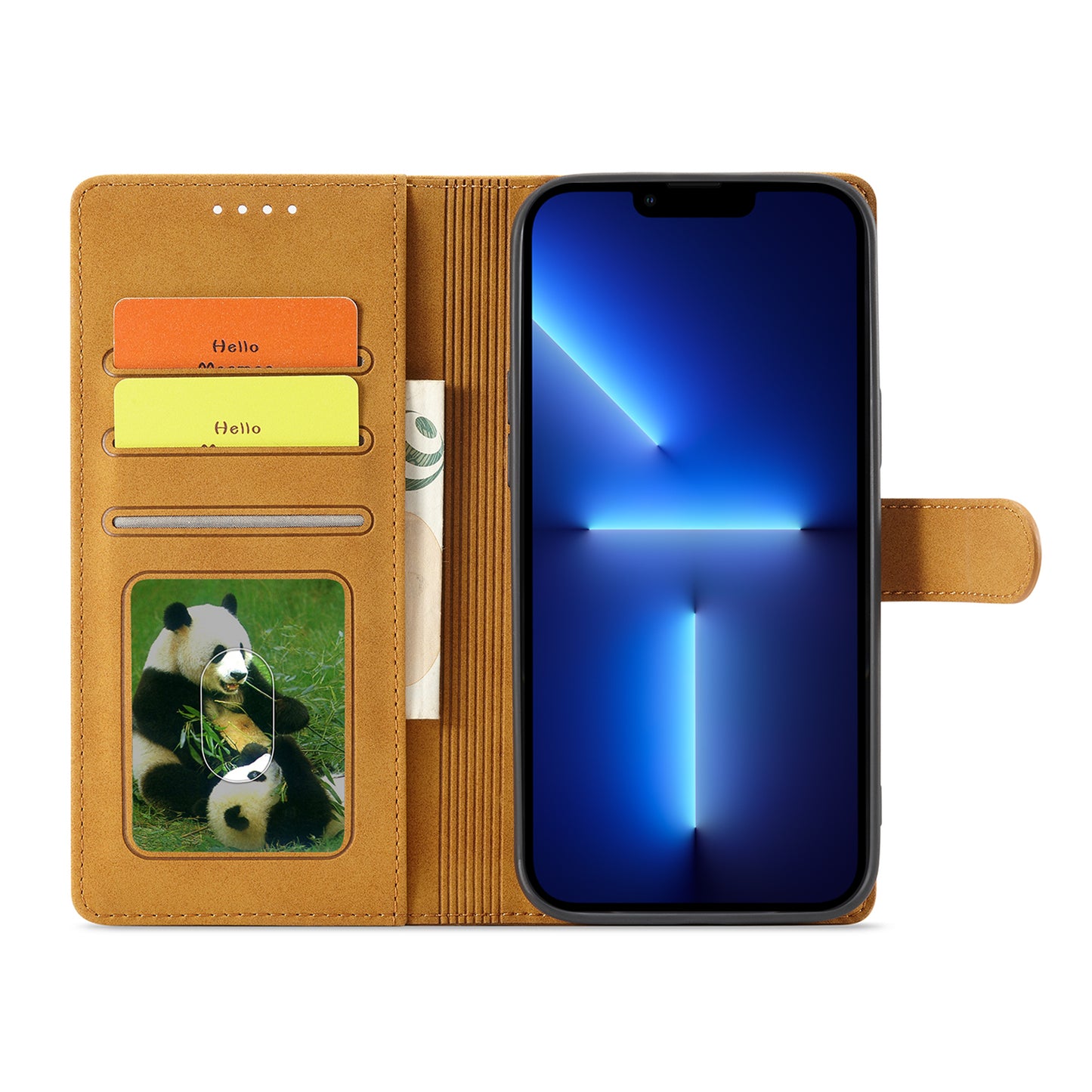 Anti-theft Swiping Design Matte Leather Case Wallet Stand Phone Protector Cover for iPhone 13 Pro Max 6.7 inch
