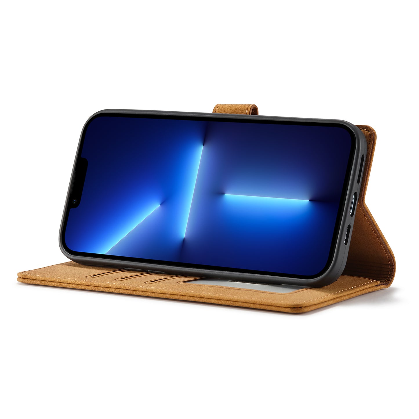 Anti-theft Swiping Design Matte Leather Case Wallet Stand Phone Protector Cover for iPhone 13 Pro Max 6.7 inch