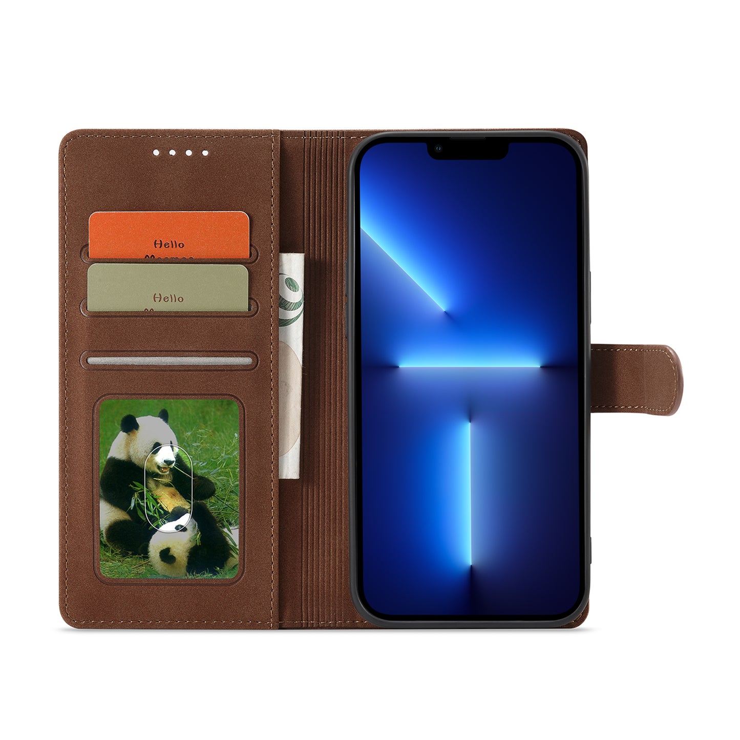 Anti-theft Swiping Design Matte Leather Case Wallet Stand Phone Protector Cover for iPhone 13 Pro Max 6.7 inch