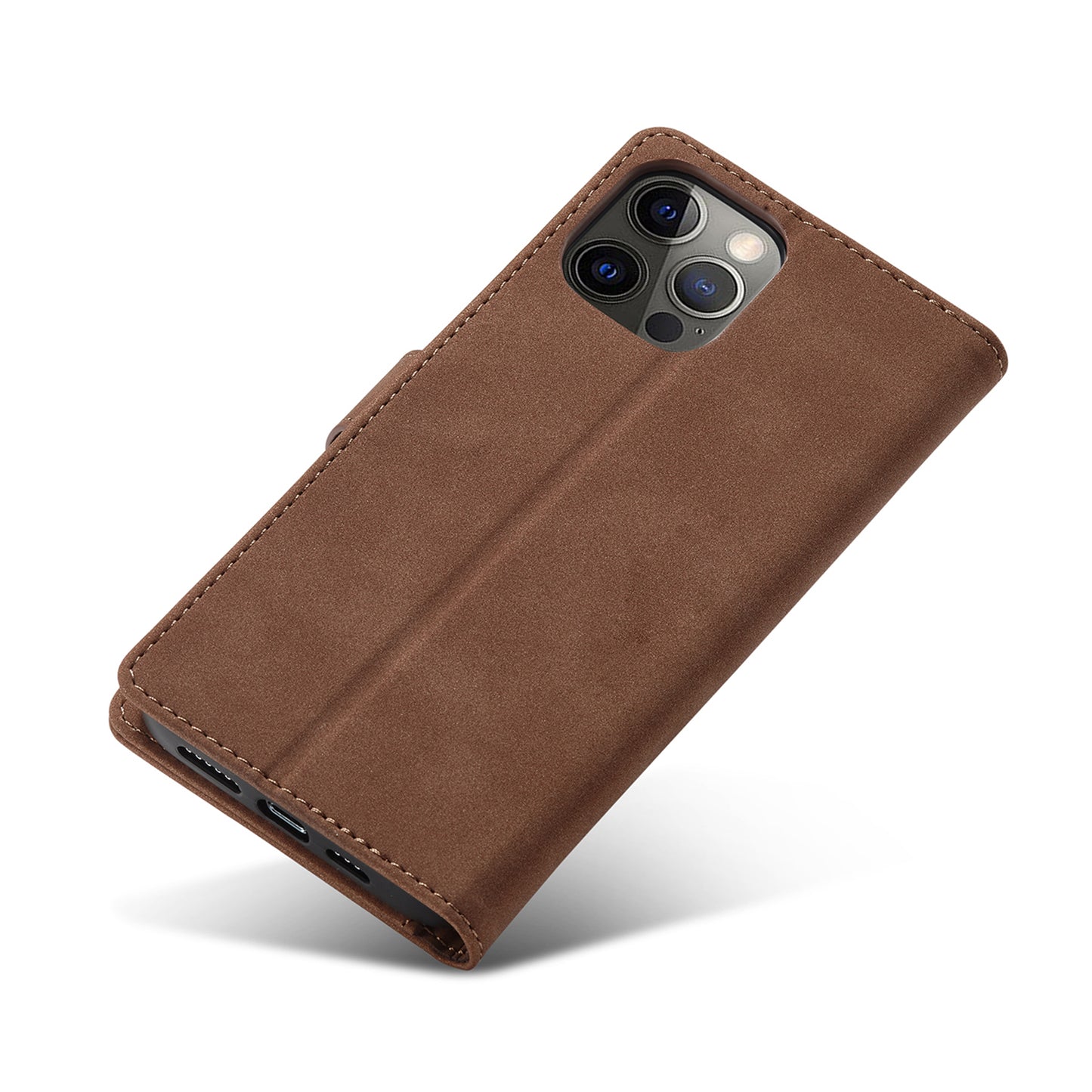 Anti-theft Swiping Design Matte Leather Case Wallet Stand Phone Protector Cover for iPhone 13 Pro Max 6.7 inch