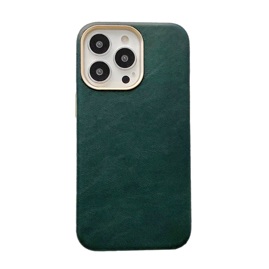 PU Leather Coated PC Case Phone Back Cover Protector for iPhone 13 Pro 6.1 inch