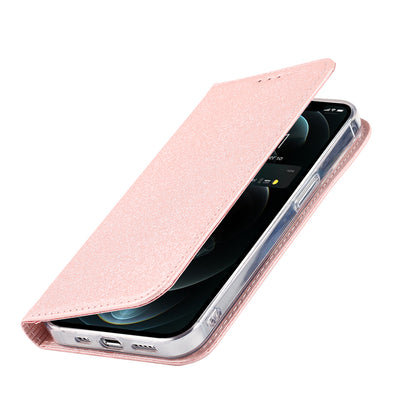 For iPhone 13 Pro 6.1 inch Anti-scratch Phone Case Full Protection Silk Texture Leather Wallet Cover with Strap