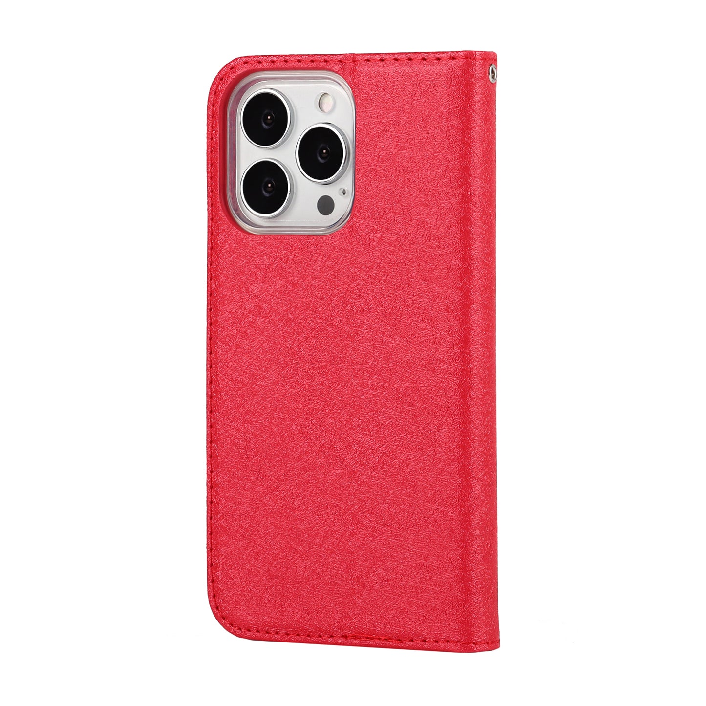For iPhone 13 Pro 6.1 inch Anti-scratch Phone Case Full Protection Silk Texture Leather Wallet Cover with Strap