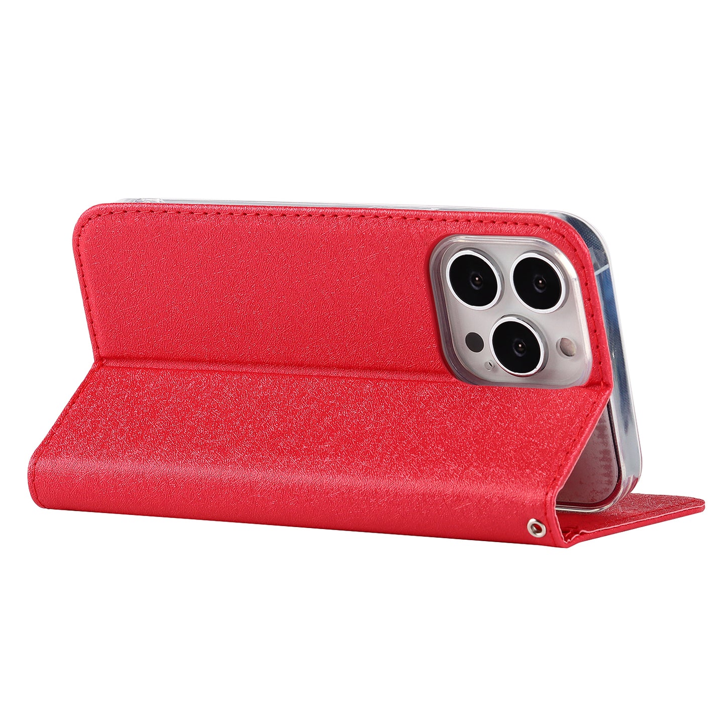 For iPhone 13 Pro 6.1 inch Anti-scratch Phone Case Full Protection Silk Texture Leather Wallet Cover with Strap