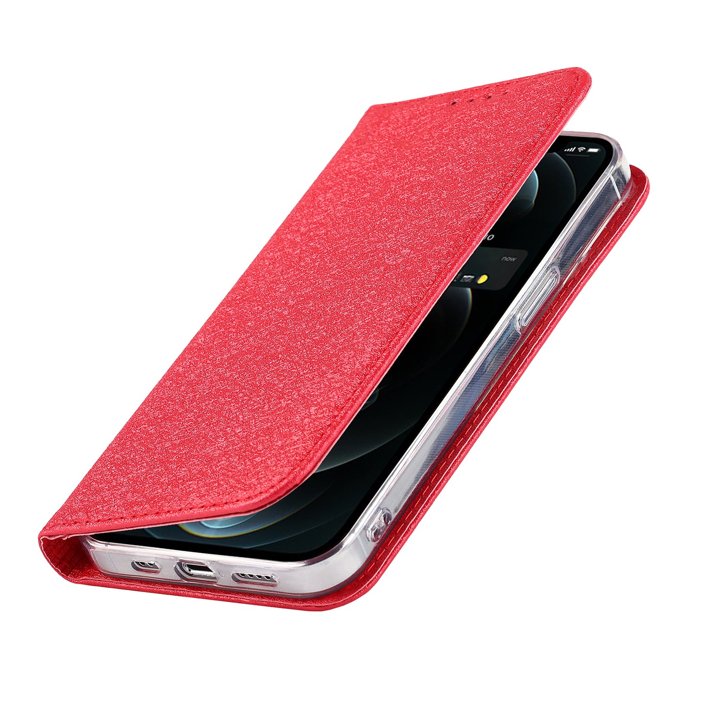 For iPhone 13 Pro 6.1 inch Anti-scratch Phone Case Full Protection Silk Texture Leather Wallet Cover with Strap