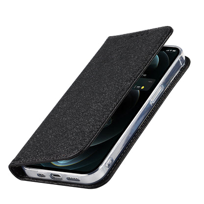 For iPhone 13 Pro 6.1 inch Anti-scratch Phone Case Full Protection Silk Texture Leather Wallet Cover with Strap