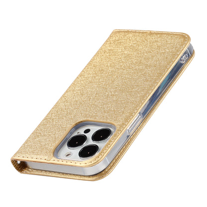 For iPhone 13 Pro 6.1 inch Anti-scratch Phone Case Full Protection Silk Texture Leather Wallet Cover with Strap