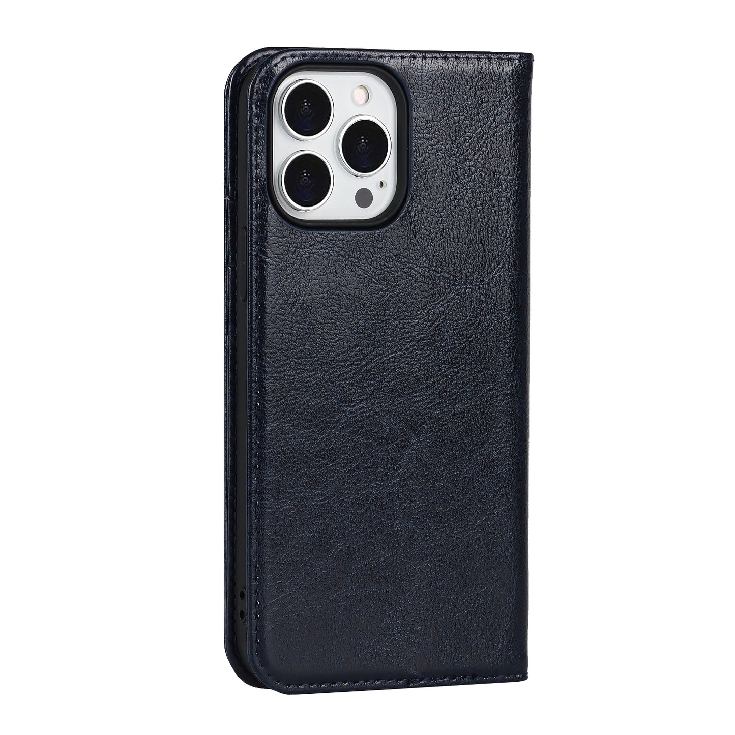 Crazy Horse Genuine Leather Dust-proof Phone Cover Card Slot Wallet Phone Case for iPhone 13 Pro 6.1 inch