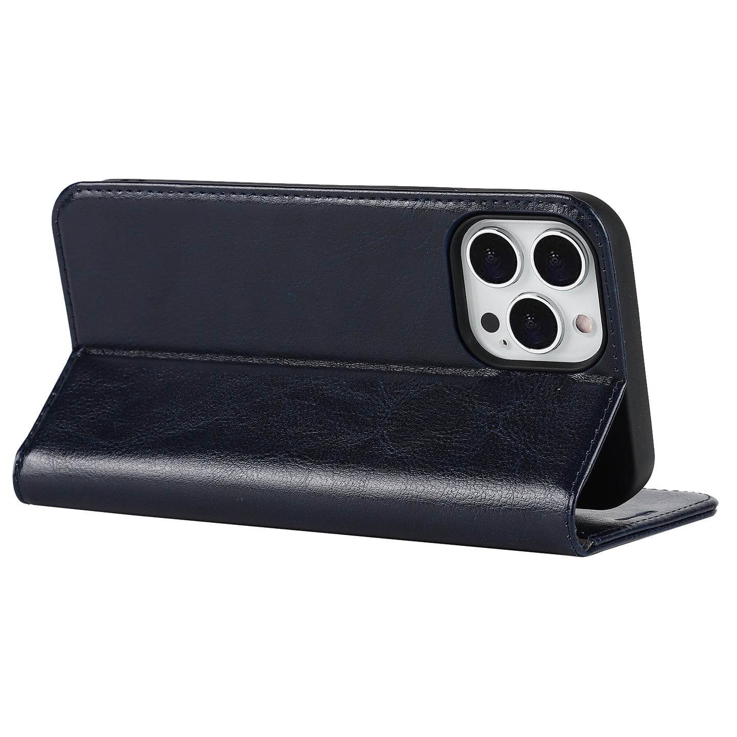 Crazy Horse Genuine Leather Dust-proof Phone Cover Card Slot Wallet Phone Case for iPhone 13 Pro 6.1 inch