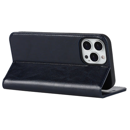Crazy Horse Genuine Leather Dust-proof Phone Cover Card Slot Wallet Phone Case for iPhone 13 Pro 6.1 inch