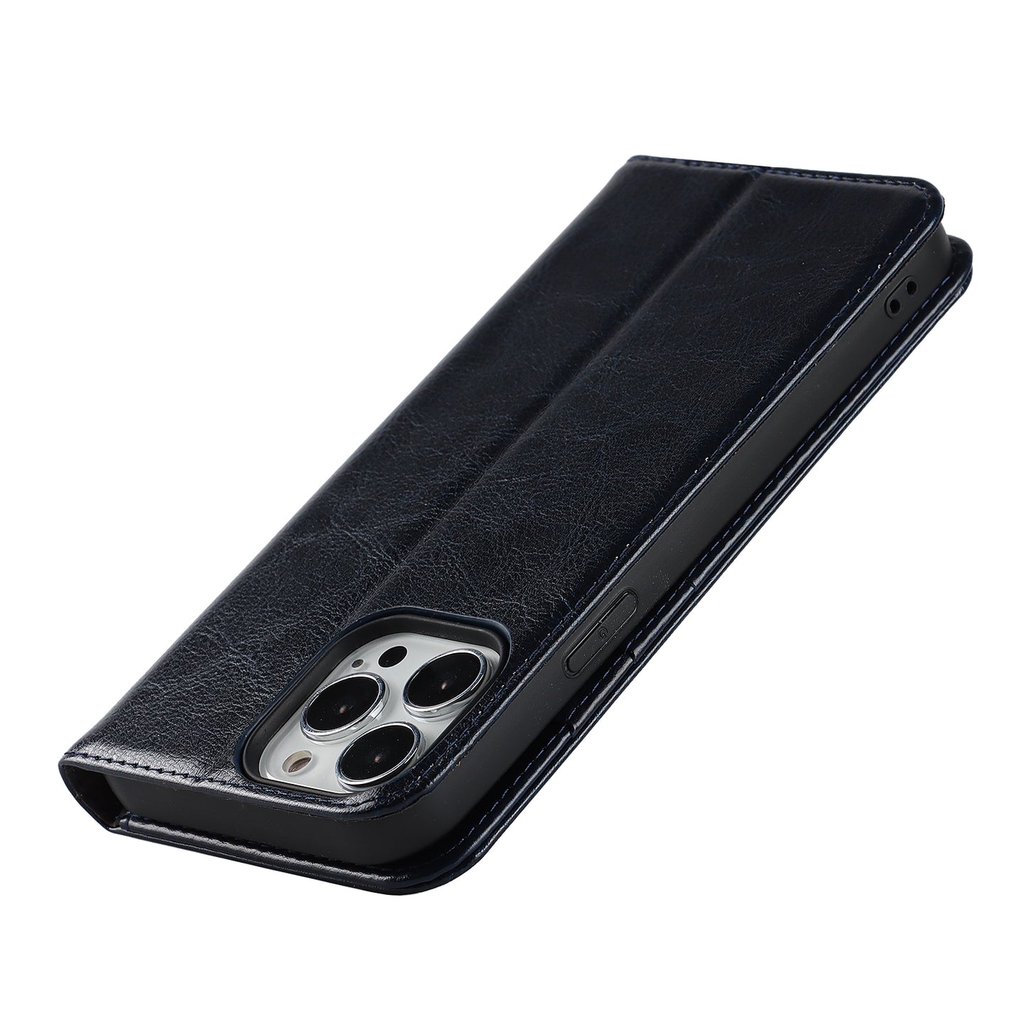 Crazy Horse Genuine Leather Dust-proof Phone Cover Card Slot Wallet Phone Case for iPhone 13 Pro 6.1 inch