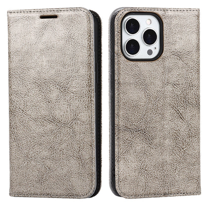 Crazy Horse Genuine Leather Dust-proof Phone Cover Card Slot Wallet Phone Case for iPhone 13 Pro 6.1 inch
