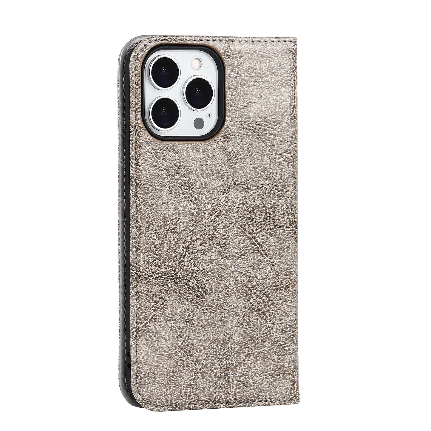 Crazy Horse Genuine Leather Dust-proof Phone Cover Card Slot Wallet Phone Case for iPhone 13 Pro 6.1 inch