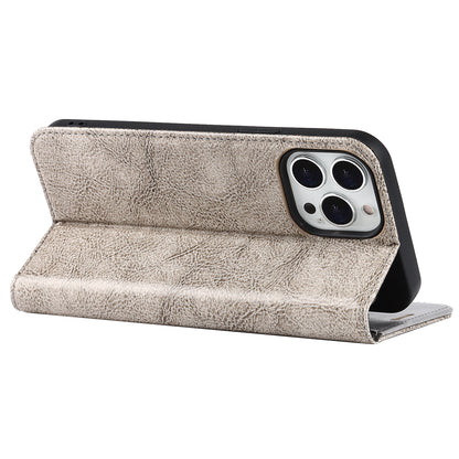 Crazy Horse Genuine Leather Dust-proof Phone Cover Card Slot Wallet Phone Case for iPhone 13 Pro 6.1 inch