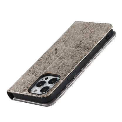 Crazy Horse Genuine Leather Dust-proof Phone Cover Card Slot Wallet Phone Case for iPhone 13 Pro 6.1 inch