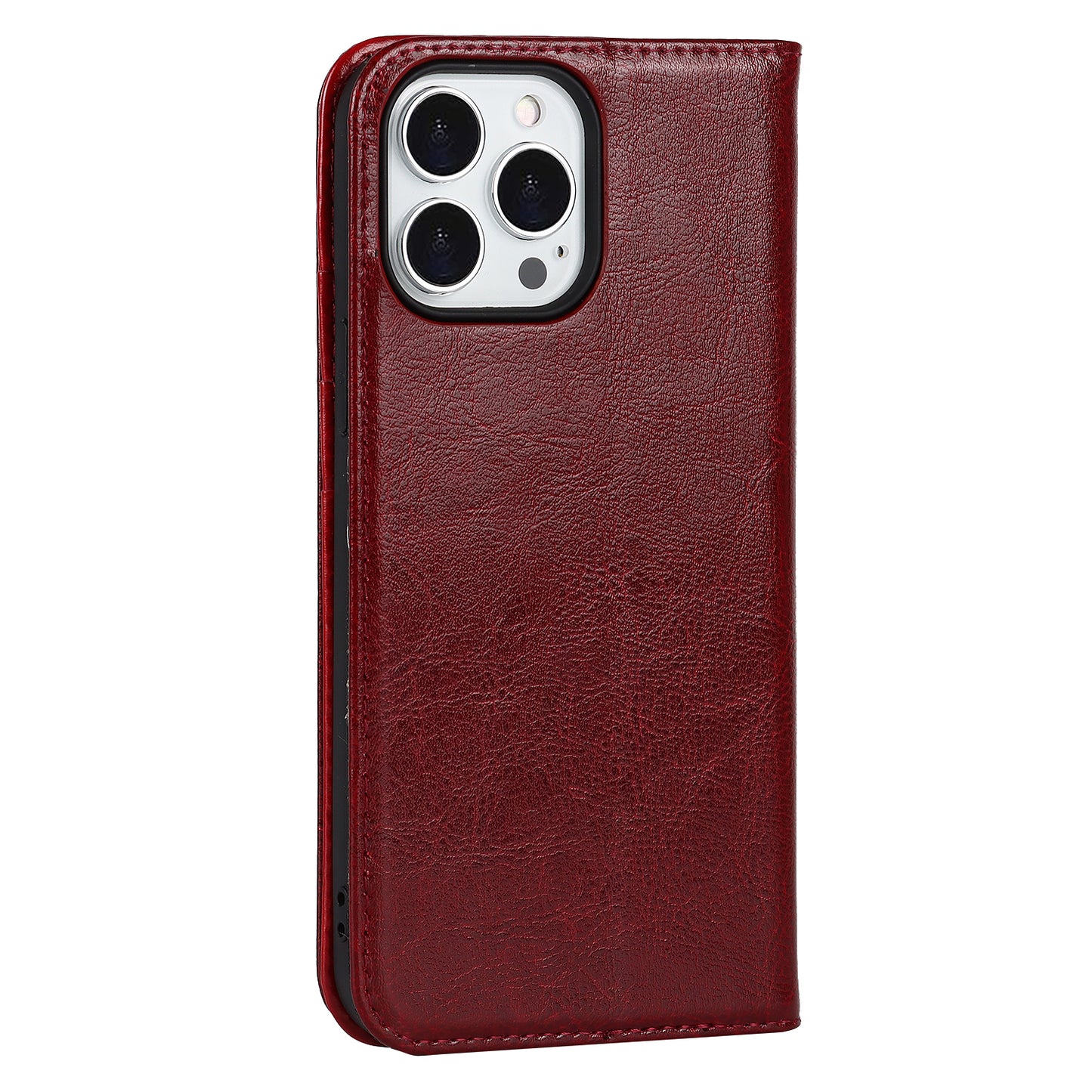 Crazy Horse Genuine Leather Dust-proof Phone Cover Card Slot Wallet Phone Case for iPhone 13 Pro 6.1 inch