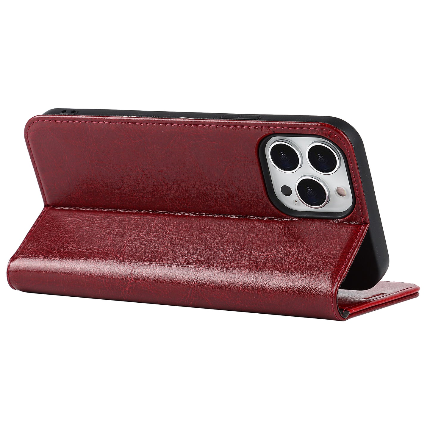 Crazy Horse Genuine Leather Dust-proof Phone Cover Card Slot Wallet Phone Case for iPhone 13 Pro 6.1 inch