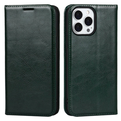 Crazy Horse Genuine Leather Dust-proof Phone Cover Card Slot Wallet Phone Case for iPhone 13 Pro 6.1 inch