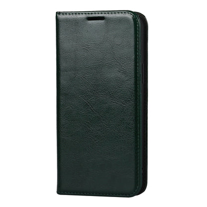 Crazy Horse Genuine Leather Dust-proof Phone Cover Card Slot Wallet Phone Case for iPhone 13 Pro 6.1 inch