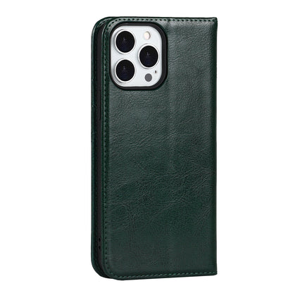 Crazy Horse Genuine Leather Dust-proof Phone Cover Card Slot Wallet Phone Case for iPhone 13 Pro 6.1 inch