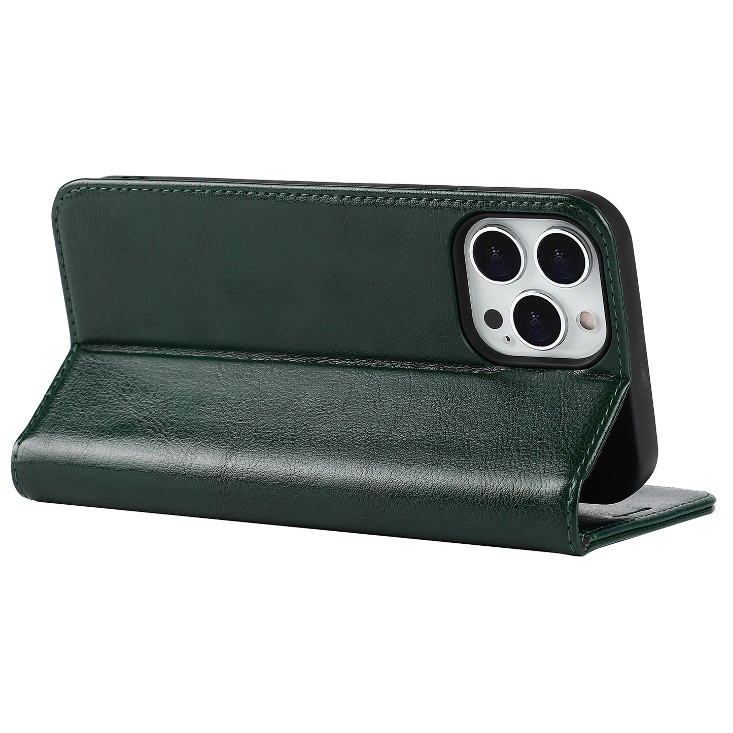 Crazy Horse Genuine Leather Dust-proof Phone Cover Card Slot Wallet Phone Case for iPhone 13 Pro 6.1 inch