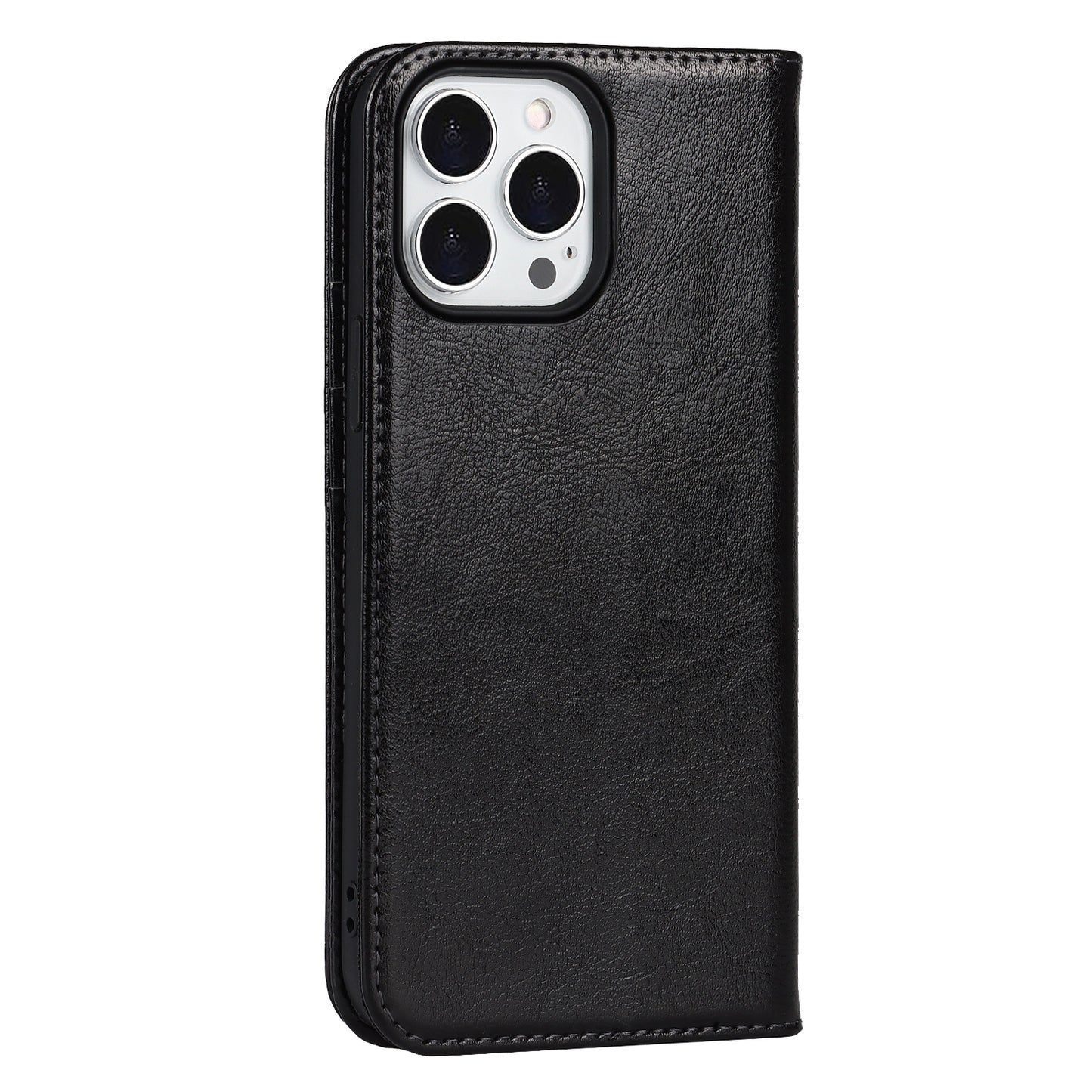 Crazy Horse Genuine Leather Dust-proof Phone Cover Card Slot Wallet Phone Case for iPhone 13 Pro 6.1 inch