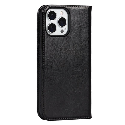 Crazy Horse Genuine Leather Dust-proof Phone Cover Card Slot Wallet Phone Case for iPhone 13 Pro 6.1 inch