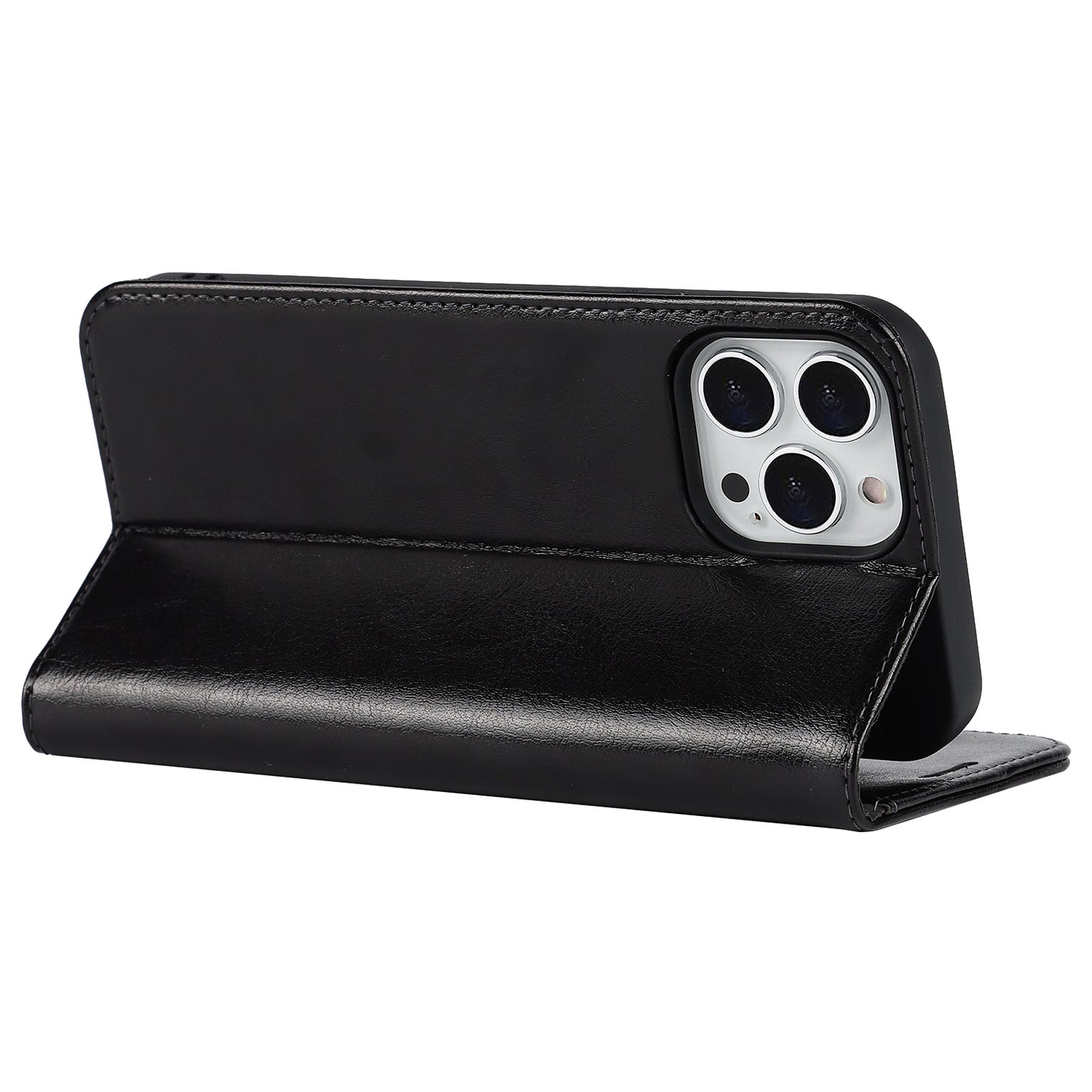 Crazy Horse Genuine Leather Dust-proof Phone Cover Card Slot Wallet Phone Case for iPhone 13 Pro 6.1 inch